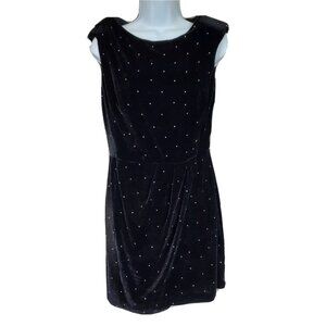 Zara Basic Womens Black Velour Sheath Dress w Shoulder Pads Size L